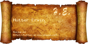 Hutter Ervin névjegykártya
